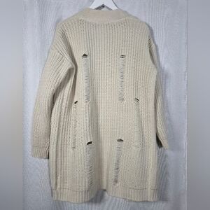 RDI Distressed Cardigan Sweater Women's S Oversized Cream